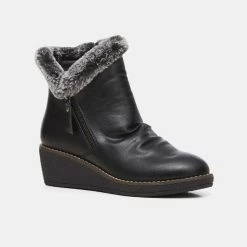 Savannah Cleary Fur Trimmed Ruched Ankle Boot Black -women's clothing Sales 629464 C 0001 00 3