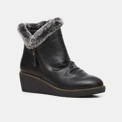 Savannah Cleary Fur Trimmed Ruched Ankle Boot Black -women's clothing Sales 629464 C 0001 00 4