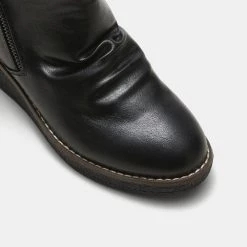 Savannah Cleary Fur Trimmed Ruched Ankle Boot Black