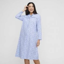 Sash & Rose Traditional Flannelette Nightie Blue -women's clothing Sales 629523 C 0400 00