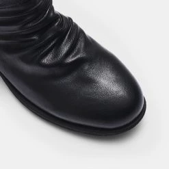 Savannah Carlson Ruched Ankle Boot With Side Zip Black