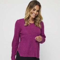 Khoko Collection Vee Neck Jumper Fuchsia -women's clothing Sales 630172 C 0661 27