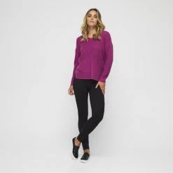 Khoko Collection Vee Neck Jumper Fuchsia