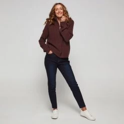 Khoko Collection Zip Neck Jumper Merlot