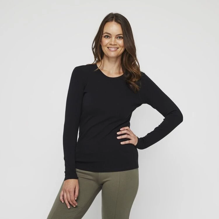 Savannah Fine Rib Long Sleeve Tee Black 6 Savannah Fine Rib Long Sleeve Tee Black - Image 4