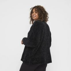 Khoko Plus Vee Neck Chenille Jumper Black -women's clothing Sales 630196 C 0001 00 2