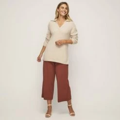 JB Jayson Brunsdon V-Collar Long Line Knit Almond 9 JB Jayson Brunsdon V-Collar Long Line Knit Almond -women's clothing Sales 630277 C 0270 10