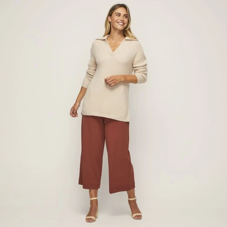 JB Jayson Brunsdon V-Collar Long Line Knit Almond 6 JB Jayson Brunsdon V-Collar Long Line Knit Almond - Image 4