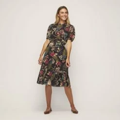 JB Jayson Brunsdon Tiered Puff Sleeve Midi Dress Tropic -women's clothing Sales 630280 C 0422 23