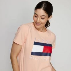 Tommy Hilfiger Crew Short Sleeve Tee Peach 7 Tommy Hilfiger Crew Short Sleeve Tee Peach -women's clothing Sales 630351 C 0830 27
