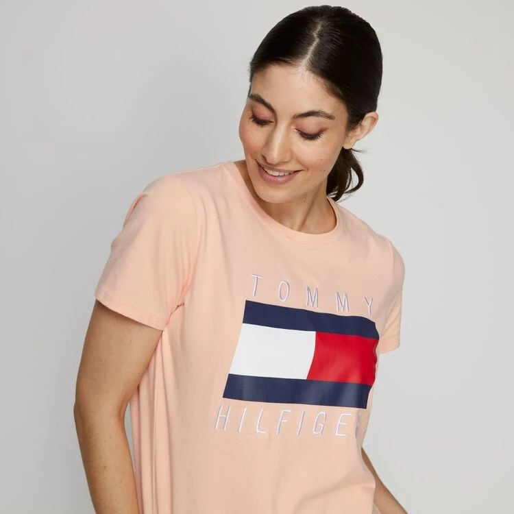 Tommy Hilfiger Crew Short Sleeve Tee Peach 5 Tommy Hilfiger Crew Short Sleeve Tee Peach - Image 3