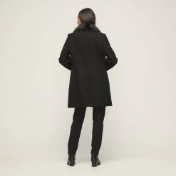 Leona Edmiston Ruby Fur Collar Coat Black -women's clothing Sales 630376 C 0001 00 2