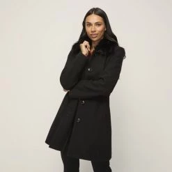Leona Edmiston Ruby Fur Collar Coat Black