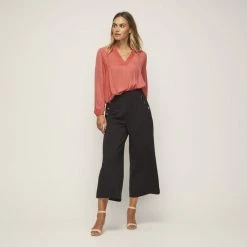 Leona Edmiston Ruby Wide Leg Woven Pant Black -women's clothing Sales 630377 C 0001 00