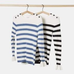 Leona Edmiston Ruby Stripe Frill Knit Ivory & Black