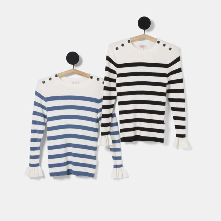 Leona Edmiston Ruby Stripe Frill Knit Ivory & Black 4 Leona Edmiston Ruby Stripe Frill Knit Ivory & Black - Image 2