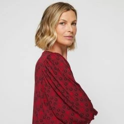 Leona Edmiston Ruby Balloon Sleeve Top Merlot -women's clothing Sales 630380 C 0201 77