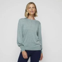 Leona Edmiston Ruby Leona Edmiston Check Stitch Knit Dust Green -women's clothing Sales 630382 C 0311 33