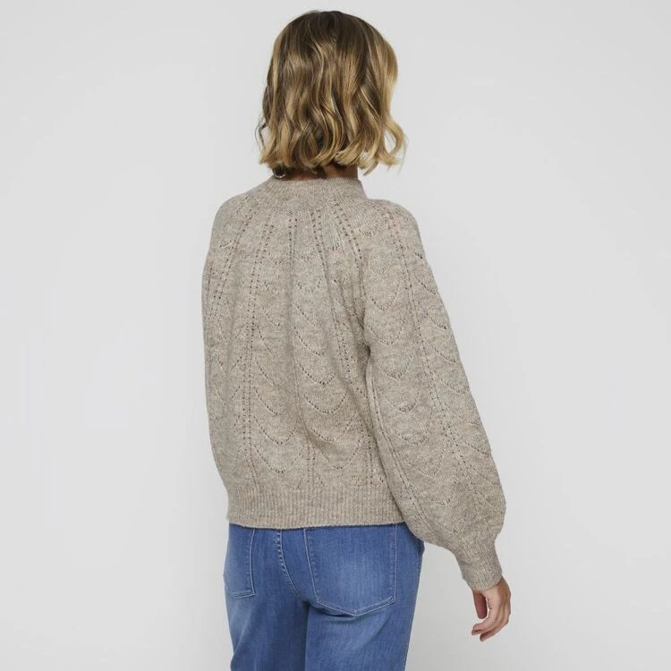 Leona Edmiston Ruby Leona Edmiston Funnel Neck Cable Sweater Oyster 5 Leona Edmiston Ruby Leona Edmiston Funnel Neck Cable Sweater Oyster - Image 3