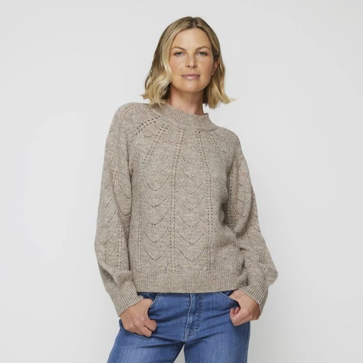 Leona Edmiston Ruby Leona Edmiston Funnel Neck Cable Sweater Oyster 3 Leona Edmiston Ruby Leona Edmiston Funnel Neck Cable Sweater Oyster