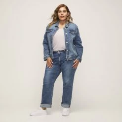 Khoko Plus Denim Jacket Dark Tea Stain -women's clothing Sales 630434 C 1970 04