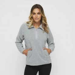 Khoko Collection Teddy Quarter Zip Grey -women's clothing Sales 630829 C 0020 00 3