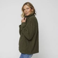 Khoko Collection Teddy Zip Through Khaki -women's clothing Sales 630830 C 0312 62