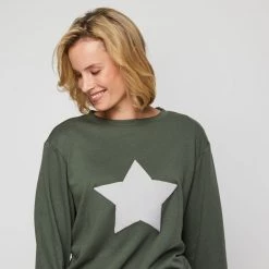 Khoko Collection Star Sweat Top Khaki 9 Khoko Collection Star Sweat Top Khaki -women's clothing Sales 630861 C 0921 12 4