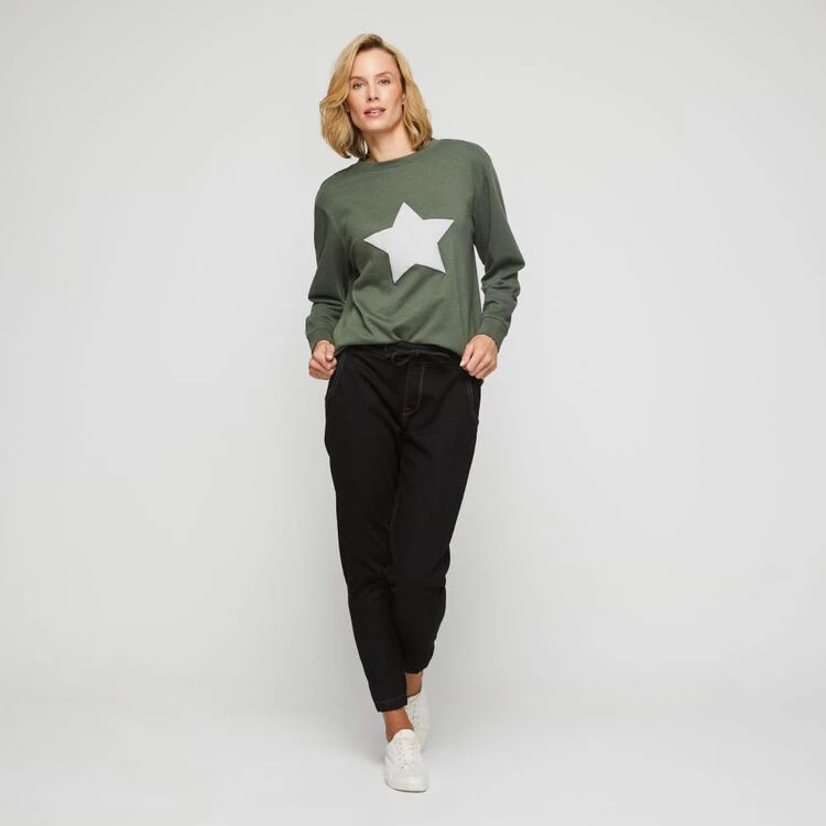 Khoko Collection Star Sweat Top Khaki 3 Khoko Collection Star Sweat Top Khaki