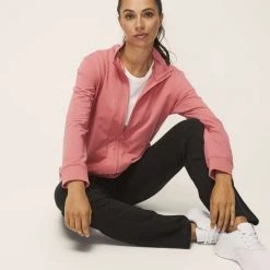 Diadora Women's Fleece Zip Through Jacket Coral -women's clothing Sales 631241 C 0680 26 3