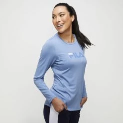 FILA Liv Long Sleeve Top Blue -women's clothing Sales 631276 C 0400 00