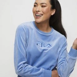 FILA Liv Velour Crew Blue -women's clothing Sales 631281 C 0400 00