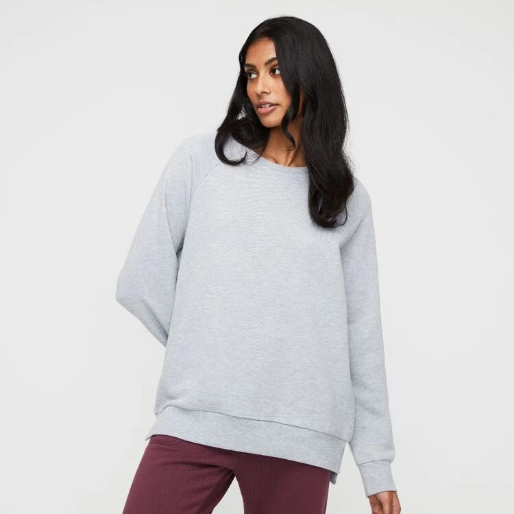 LMA Active Double Hem Raglan Sweat Top Grey Marle 3 LMA Active Double Hem Raglan Sweat Top Grey Marle