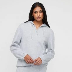 LMA Active Zip Neck Hoodie Top Grey Marle