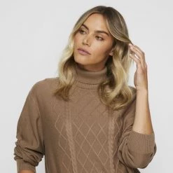 JB Jayson Brunsdon Turtle Neck Wool Blend Knit Beige