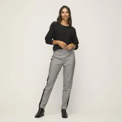 Jane Lamerton Contrast Houndstooth Pant Black & Ivory -women's clothing Sales 631692 C 1006 17