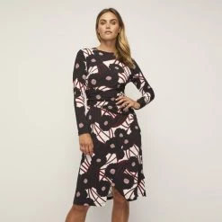 Jane Lamerton High Neck Jersey Midi Dress Bloom