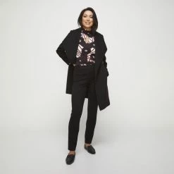 Jane Lamerton Button Up High Neck Top Bloom