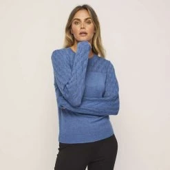 Leona Edmiston Ruby Splice Pointelle Knit Azure Blue