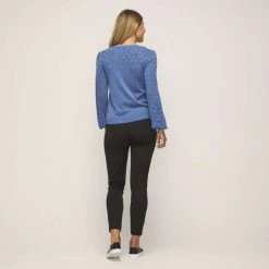 Leona Edmiston Ruby Splice Pointelle Knit Azure Blue -women's clothing Sales 631707 C 0430 23 3