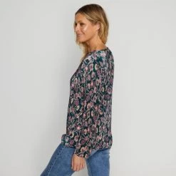 Savannah Pleat Print Top Floral -women's clothing Sales 631762 C 0680 60 2