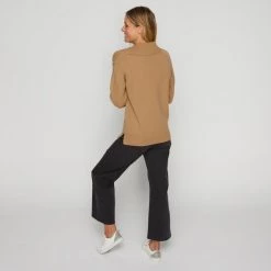 Savannah Split Neck Jumper With Cable Camel -women's clothing Sales 631767 C 0251 24 2