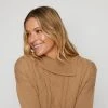Savannah Split Neck Jumper With Cable Camel -women's clothing Sales 631767 C 0251 24 4