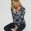 Savannah Vee Neck Cosy Top Floral Print -women's clothing Sales 631773 C 0962 37 3
