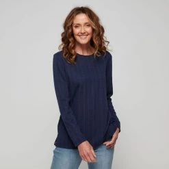 Savannah Cable Texture Top Navy