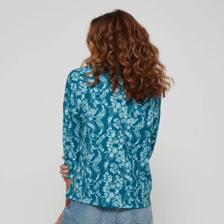 Savannah Brushed Drop Shoulder Cowl Top Green & Multicoloured 6 Savannah Brushed Drop Shoulder Cowl Top Green & Multicoloured - Image 4