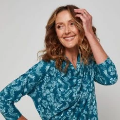 Savannah Brushed Drop Shoulder Cowl Top Green & Multicoloured 11 Savannah Brushed Drop Shoulder Cowl Top Green & Multicoloured -women's clothing Sales 631778 C 1300 00