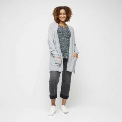 Khoko Plus Longline Cardigan Grey Marle