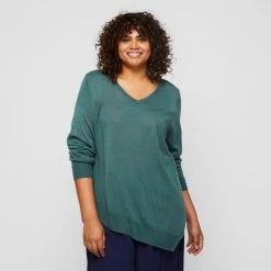 Khoko Plus Asymmetric Hem Knit Lagoon -women's clothing Sales 631780 C 0312 66 3