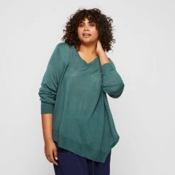 Khoko Plus Asymmetric Hem Knit Lagoon